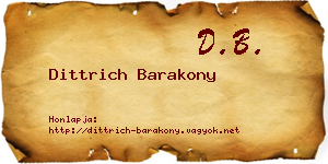 Dittrich Barakony névjegykártya